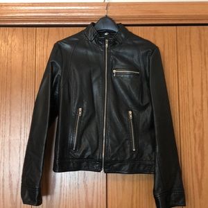Large Black Faux Leather Jacket